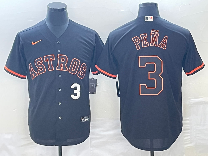 Men's Houston Astros #3 Jeremy Pena Number Lights Out Black Fashion Stitched MLB Cool Base Nike Jers