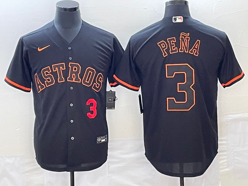 Men's Houston Astros #3 Jeremy Pena Number Lights Out Black Fashion Stitched MLB Cool Base Nike Jers