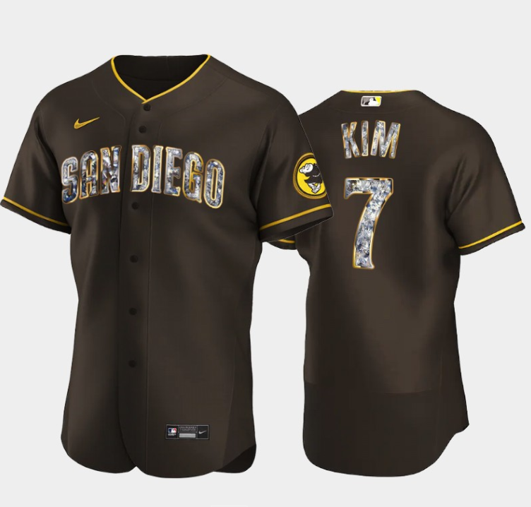 Men's San Diego Padres #7 Ha Seong Kim Diamond Edition Brown Jersey