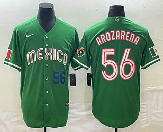 Men's Mexico Baseball #56 Randy Arozarena Number 2023 Green World Classic Stitched Jersey
