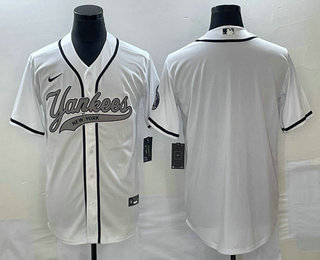 Men's New York Yankees Blank White Cool Base Stitched Baseball Jerseys