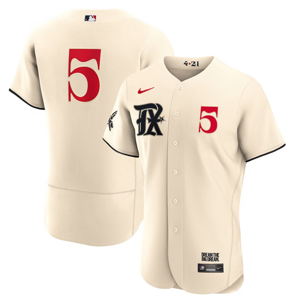 Men's Texas Rangers #5 Corey Seager Cream 2023 City Connect Flex Base Stitched Baseball Jersey