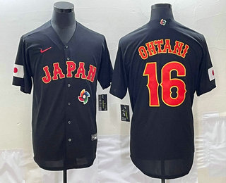 Men's Japan Baseball #16 Shohei Ohtani 2023 Black World Classic Stitched Jerseys