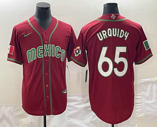 Men's Mexico Baseball #65 Giovanny Gallegos 2023 Red World Classic Stitched Jerseys