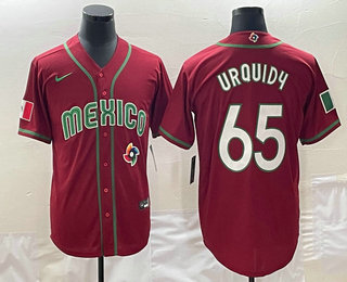 Men's Mexico Baseball #65 Giovanny Gallegos 2023 Red World Classic Stitched Jersey