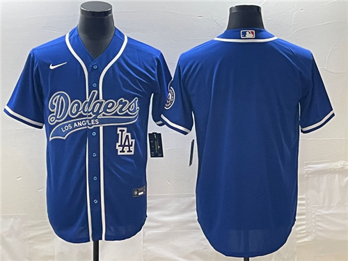 Men's Los Angeles Dodgers Blue Blank With Patch Cool Base Stitched Baseball Jerseys