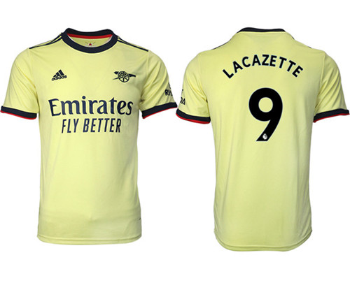 Arsenal F.C #9 Lacazette Yellow Away Soccer Jersey