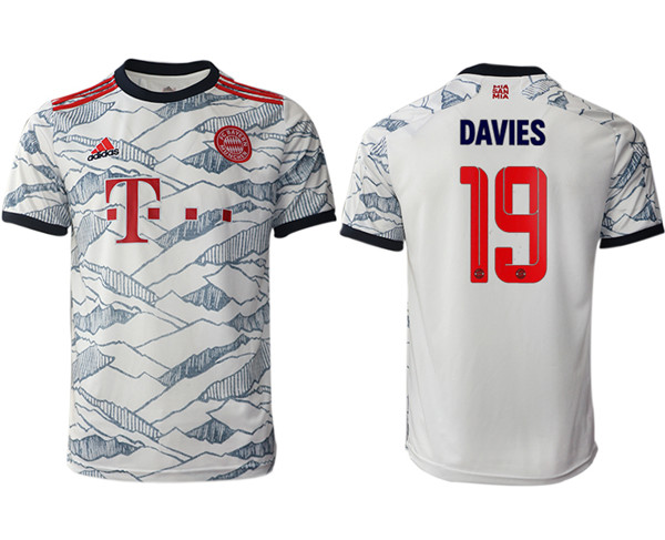 Men's FC Bayern Munchen #19 Alphonso Davies White Away Soccer Jersey