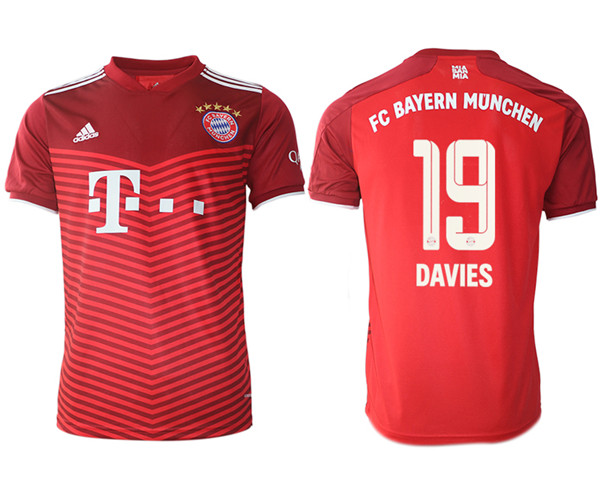 Men's FC Bayern Munchen #19 Alphonso Davies Red Home Soccer Jersey