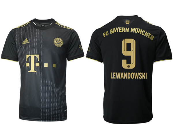 Men's FC Bayern Munchen #9 Robert Lewandowski Black Away Soccer Jersey1