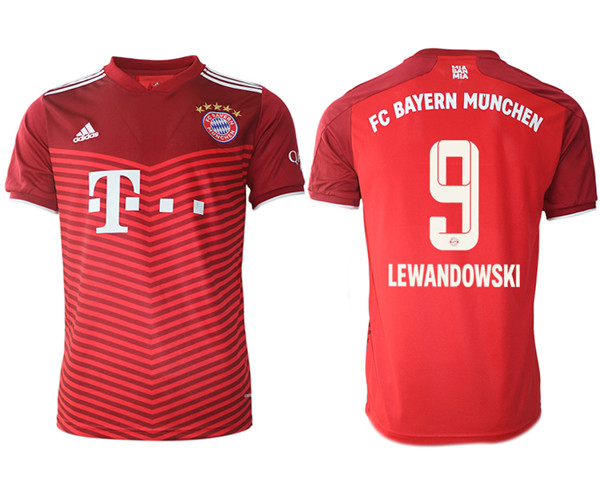Men's FC Bayern Munchen #9 Robert Lewandowski Red Home Soccer Jersey1
