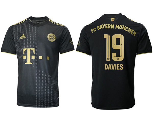 Men's FC Bayern Munchen #19 Alphonso Davies Black Away Soccer Jersey1