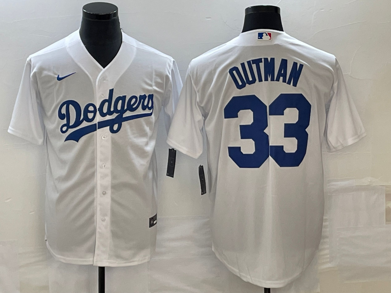 Men's Los Angeles Dodgers #33 James Outman White Cool Base Stitched Jersey