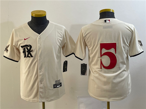Youth Texas Rangers #5 Corey Seager Cream 2023 City Connect Cool Base Stitched Jersey