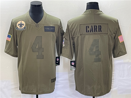 Men's New Orleans Saints #4 Derek Carr NEW Olive 2019 Salute To Service Stitched NFL Nike Limited Je