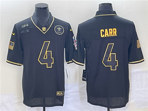 Men's New Orleans Saints #4 Derek Carr Black Gold 2020 Salute To Service Stitched NFL Nike Limited J