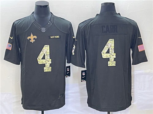 Men's New Orleans Saints #4 Derek Carr Black Anthracite 2016 Salute To Service Stitched NFL Nike Lim