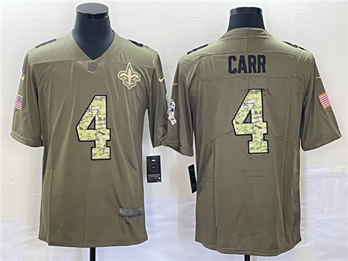 Men's New Orleans Saints #4 Derek Carr Olive With Camo 2017 Salute To Service Stitched NFL Nike Limi
