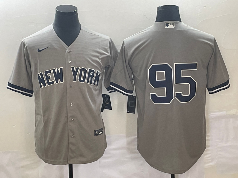 Men's New York Yankees #95 Oswaldo Cabrera Grey Cool Base Stitched Jersey