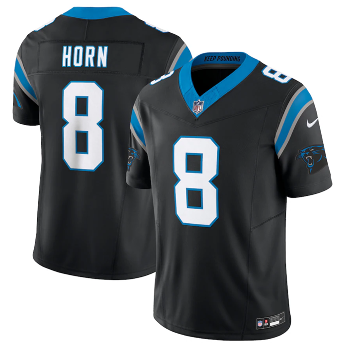 Men's Carolina Panthers #8 Jaycee Horn Black 2023 F.U.S.E. Vapor Untouchable Stitched Football Jerse