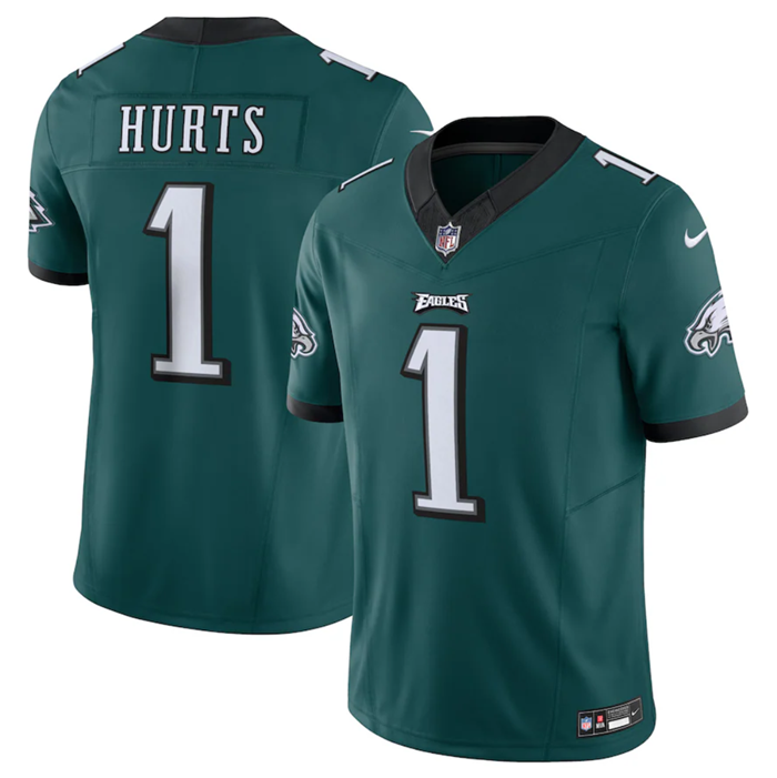 Men's Philadelphia Eagles #1 Jalen Hurts Green 2023 F.U.S.E. Vapor Untouchable Limited Stitched Foot