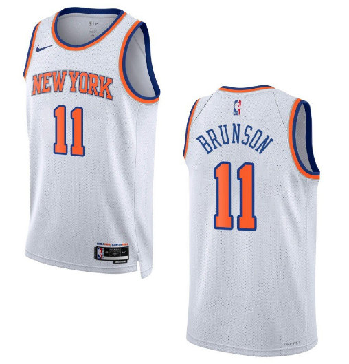 Men's New York Knicks #11 Jalen Brunson White Stitched Basketball Jersey