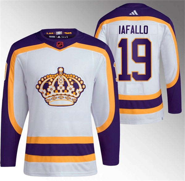 Men's Los Angeles Kings #19 Alex Iafallo White 2022 Reverse Retro Stitched Jersey