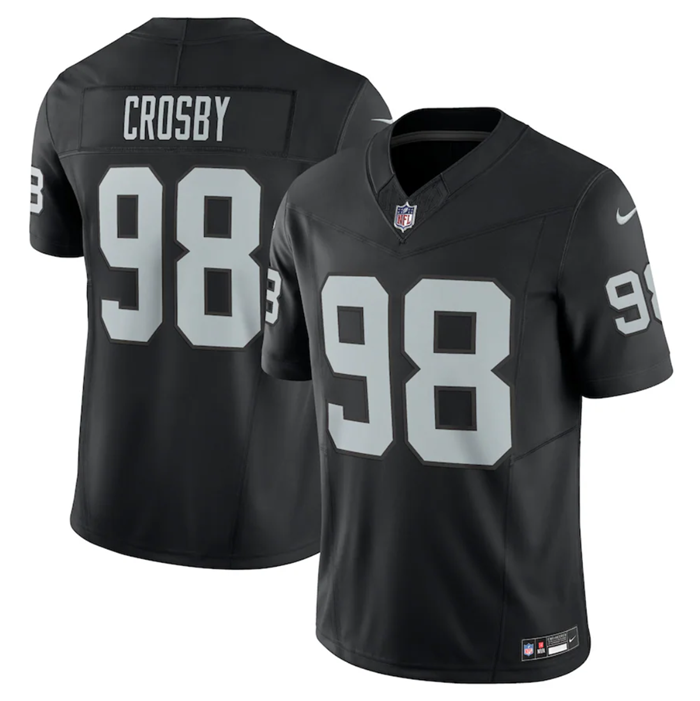 Men's Las Vegas Raiders #98 Maxx Crosby Black 2023 F.U.S.E Vapor Untouchable Stitched Football Jerse