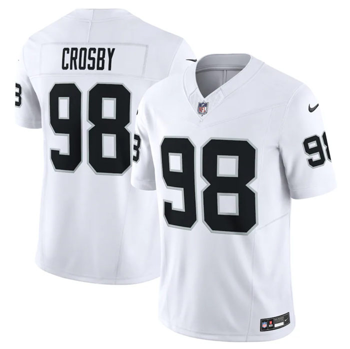 Men's Las Vegas Raiders #98 Maxx Crosby White 2023 F.U.S.E Vapor Untouchable Stitched Football Jerse