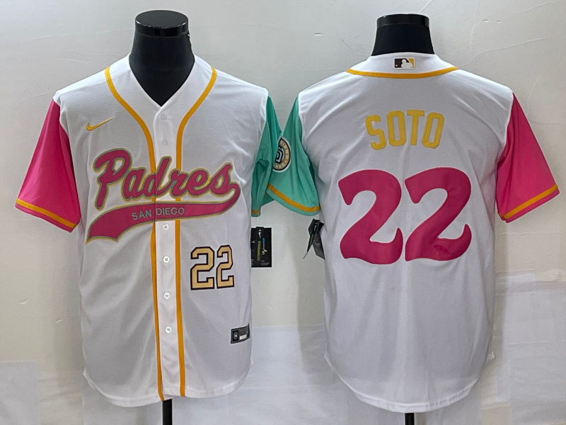 Men's San Diego Padres #22 Juan Soto Number White NEW 2023 City Connect Cool Base Stitched Jersey
