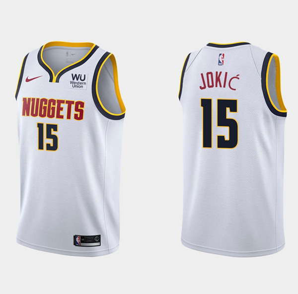 Men's Denver Nuggets #15 Nikola Jokic White 2019-20 Association Edition Stitched Jersey