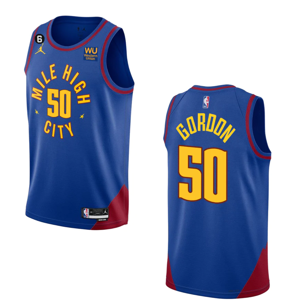 Men's Denver Nuggets #50 Aaron Gordon Blue 2022-23 Statement Edition With NO.6 Patch Stitched Jersey