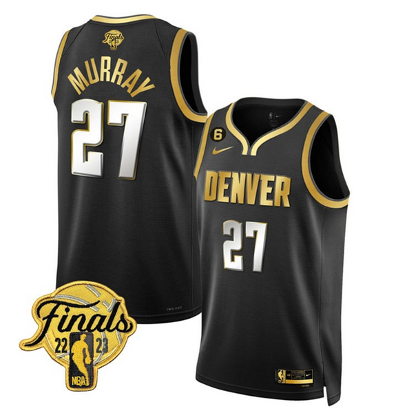 Men's Denver Nuggets #27 Jamal Murray Black 2023 Finals Collection With NO.6 Patch Stitched Basketba