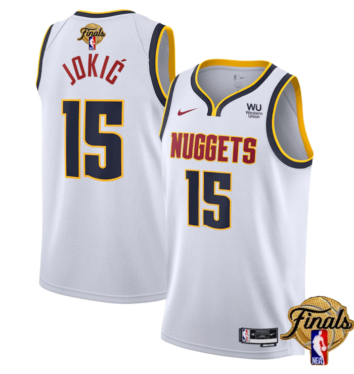 Men's Denver Nuggets #15 Nikola Jokic White 2023 Finals Association Edition Stitched Basketball Jers