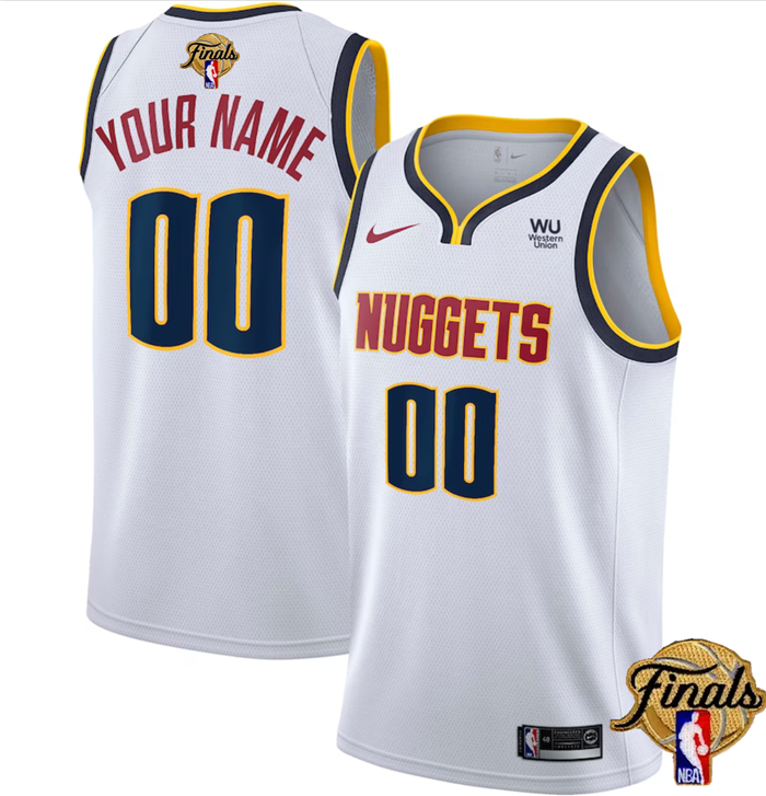 Men's Denver Nuggets Active Player Custom White 2023 Finals Association Edition Stitched Basketball