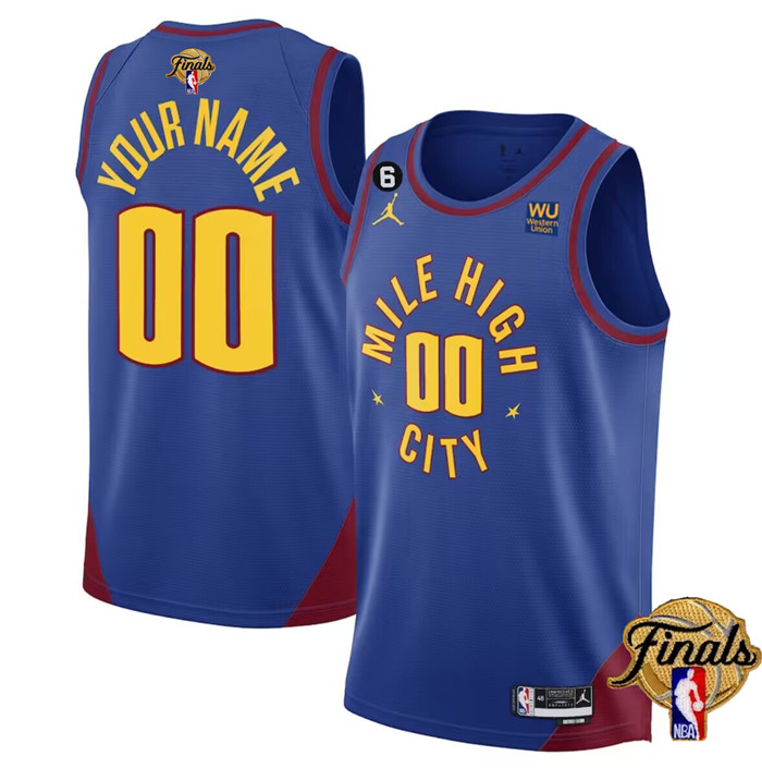 Men's Denver Nuggets Active Player Custom Blue 2023 Finals Statement Edition With NO.6 Patch Stitche