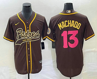 Men's San Diego Padres #13 Manny Machado Brown NEW 2023 City Connect Cool Base Stitched Jersey
