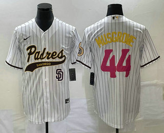 Men's San Diego Padres #44 Joe Musgrove White Pinstripe 2023 City Connect Cool Base Stitched Jersey Men's San Diego Padres #44 Joe Musgrove White Pinstripe 2023 City Connect Cool Base Stitched Jersey