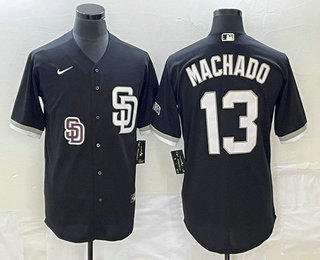 Men's San Diego Padres #13 Manny Machado Black 2023 Cool Base Stitched Jersey