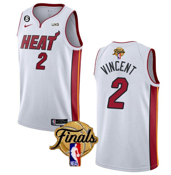 Men's Miami Heat #2 Gabe Vincent White 2023 Finals Association Edition With NO.6 Patch Stitched Bask