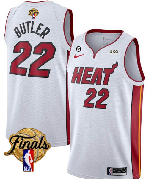 Men's Miami Heat #22 Jimmy Butler White 2023 Finals Association Edition With NO.6 Patch Stitched Bas