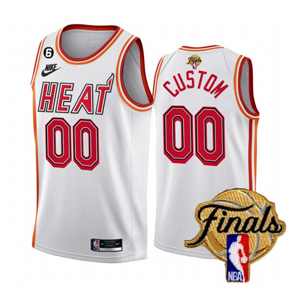 Men's Miami Heat Active Player Custom White 2023 Finals Classic Edition With NO.6 Patch Stitched Bas