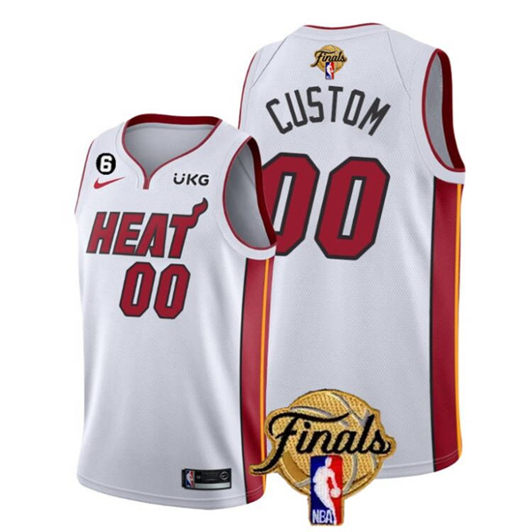 Men's Miami Heat Active Player Custom White 2023 Finals Association Edition With NO.6 Patch Stitched