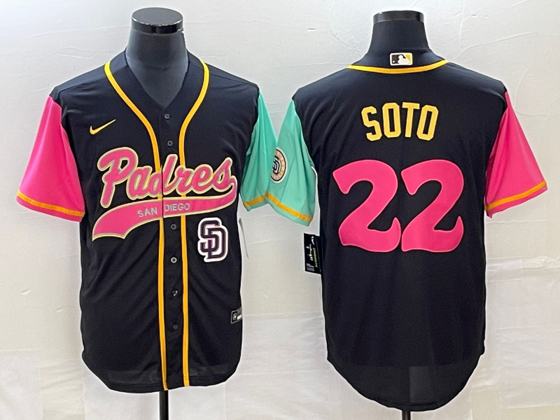 Men's San Diego Padres #22 Juan Soto Black NEW 2023 City Connect Cool Base Stitched Jersey
