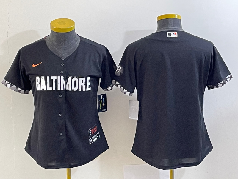 Women's Baltimore Orioles Blank Black 2023 City Connect Cool Base Stitched Jersey Women's Baltimore Orioles Blank Black 2023 City Connect Cool Base Stitched Jersey