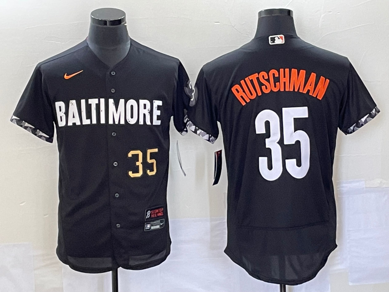 Men's Baltimore Orioles #35 Adley Rutschman Number Black 2023 City Connect Flex Base Stitched Jersey