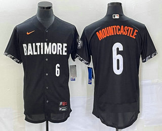Men's Baltimore Orioles #6 Ryan Mountcastle Number Black 2023 City Connect Flex Base Stitched Jersey