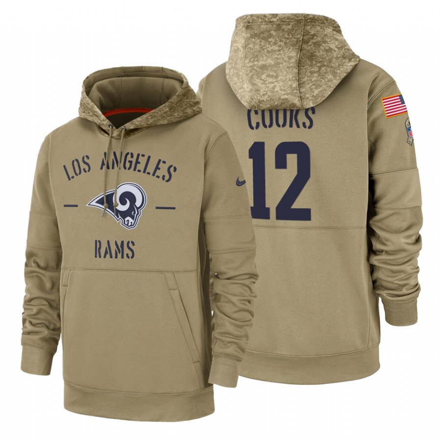 Los Angeles Rams #12 Brandin Cooks Nike Tan 2019 Salute To Service Name & Number Sideline Therma Pul