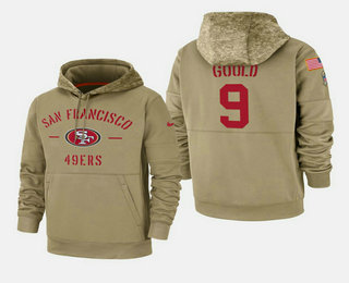 San Francisco 49ers #9 Robbie Gould 2019 Salute to Service Sideline Therma Pullover Hoodie