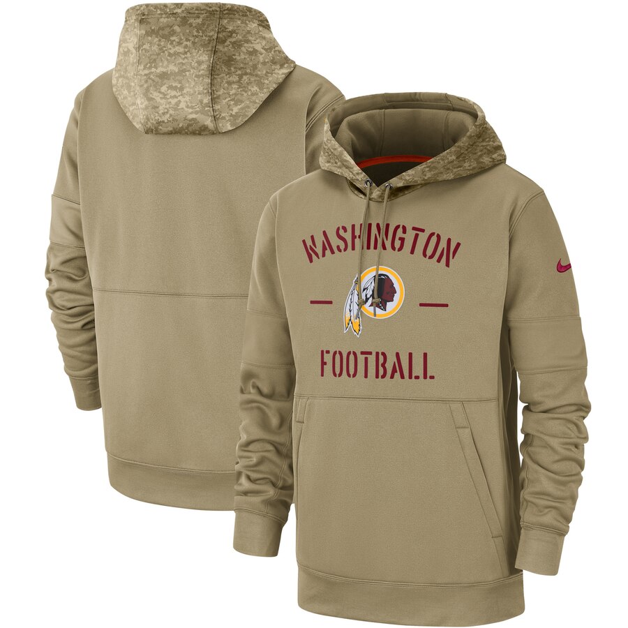 Washington Redskins Nike Tan 2019 Salute to Service Sideline Therma Pullover Hoodie